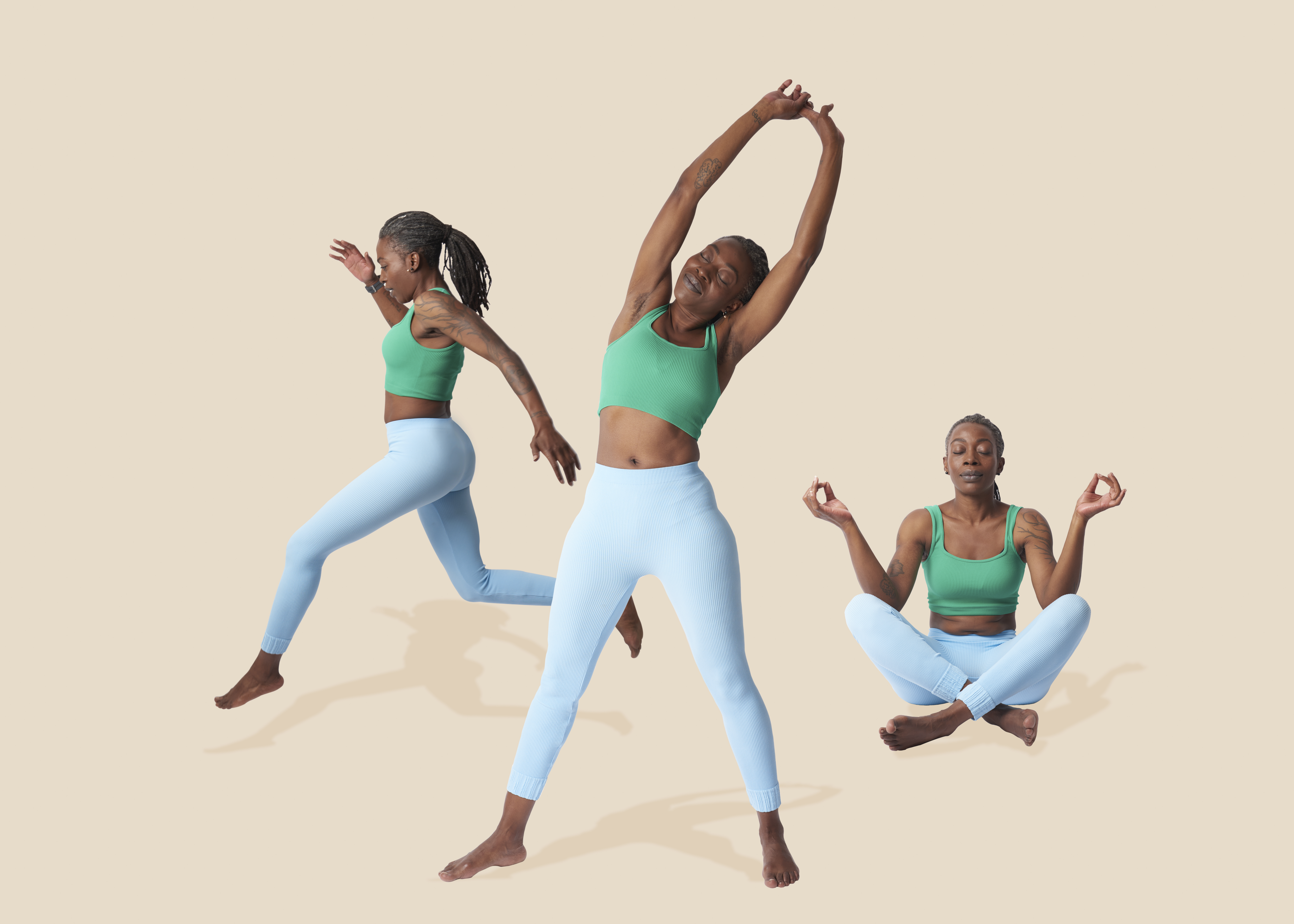 Woman in various exercise poses