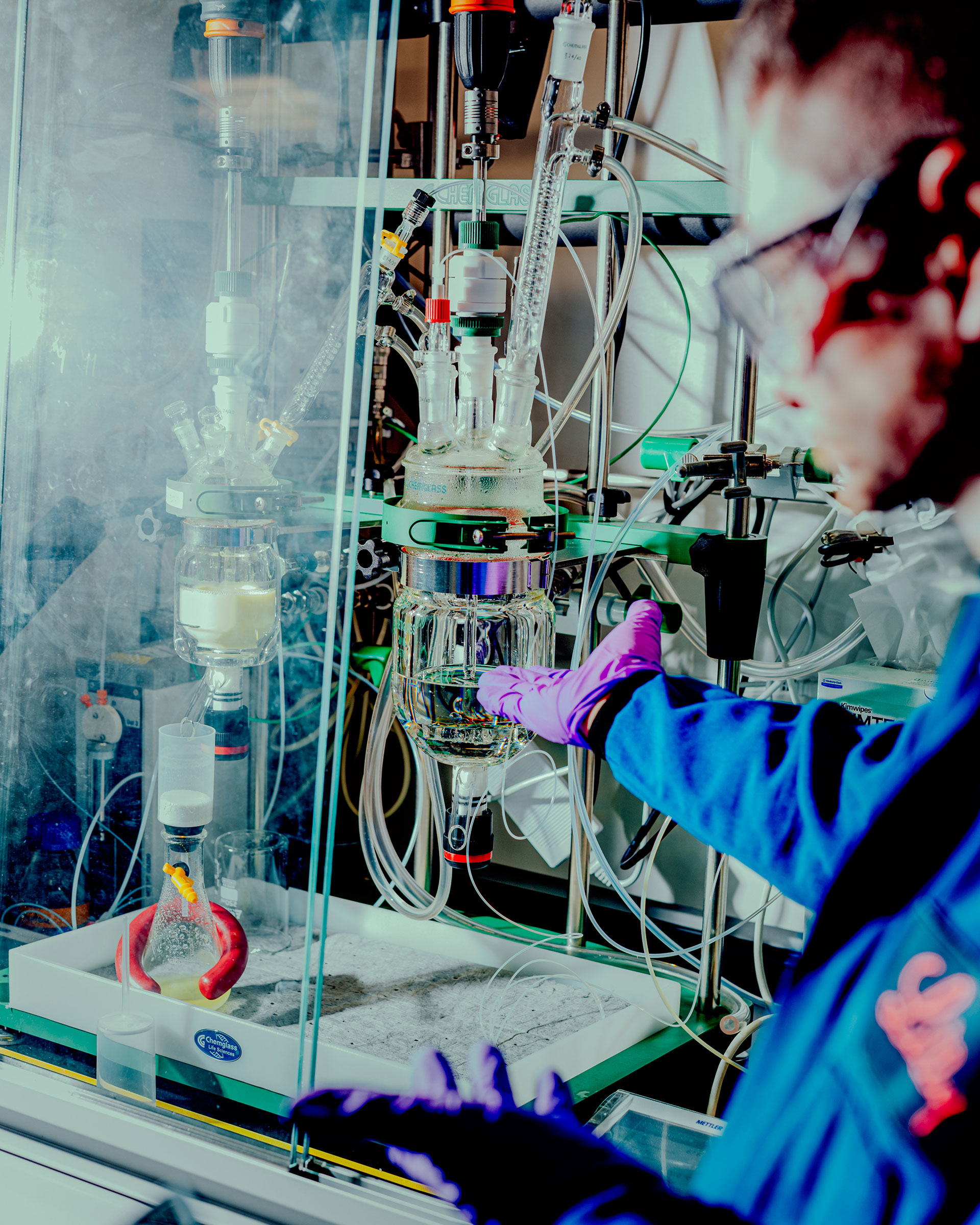 At the beginning of a demonstration denoting the steps Eli Lilly’s scientists followed as they trouble shot earlier iterations of Orforglipron. Captured at Eli Lilly’s headquarters in Indianapolis, IN. on Monday, March 31st, 2025. Kevin Serna for TIME.